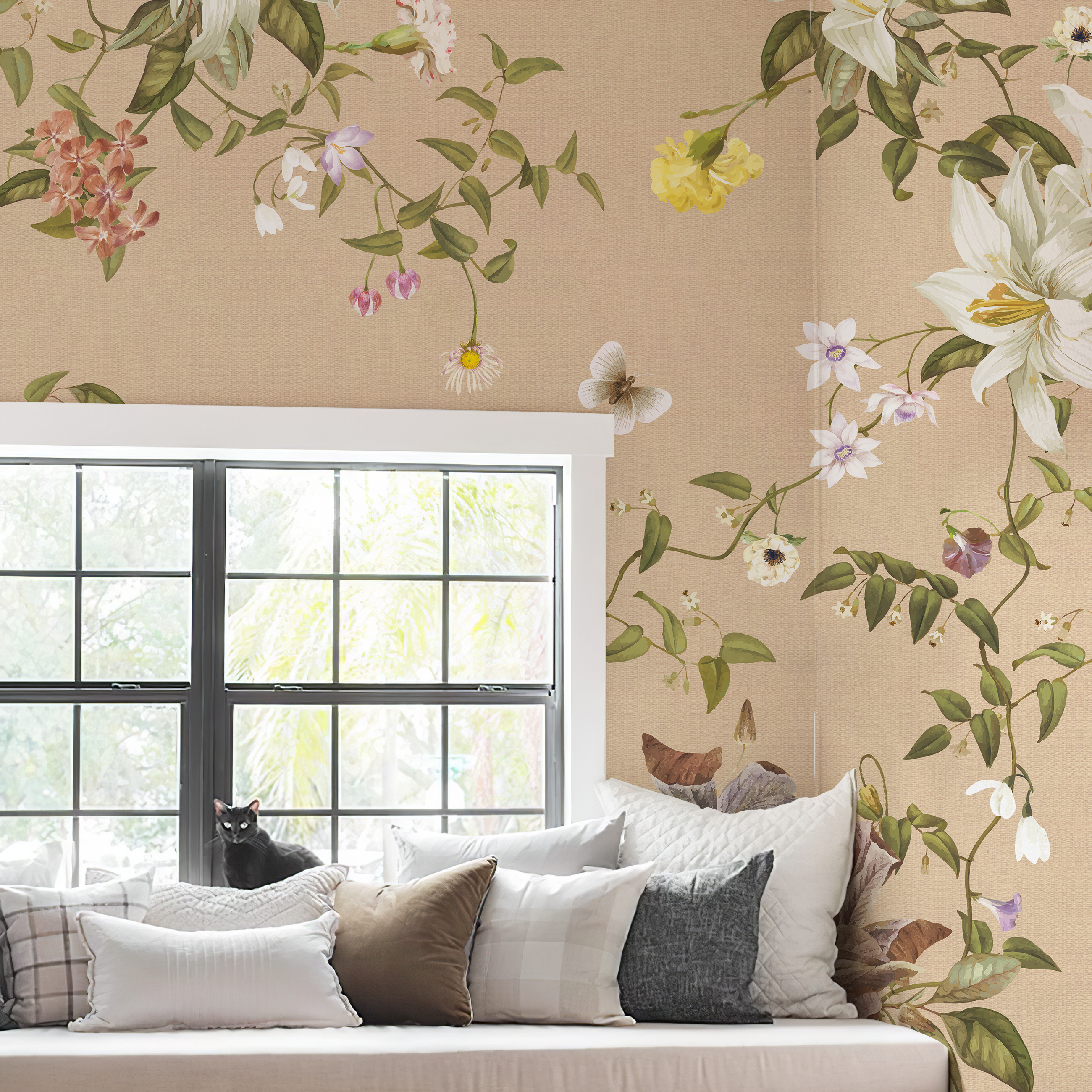 Flowers and Vines Peel and Stick Wall Mural