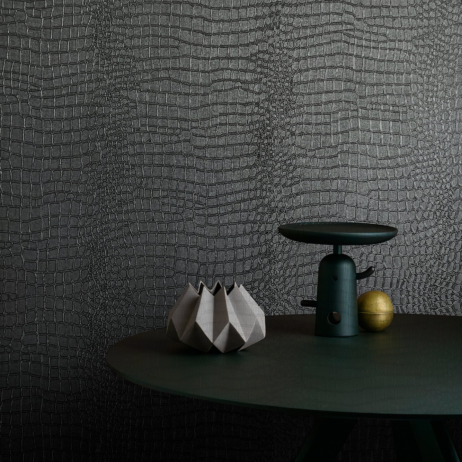 Crocodile Embossed Textured Wallpaper