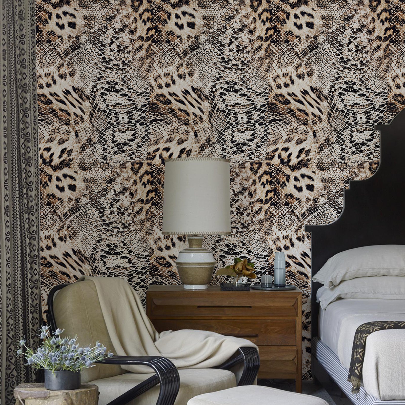Leopard Snake Print Vintage Peel and Stick Wallpaper