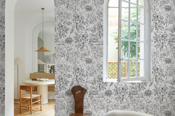 Black and White Floral Wallpaper