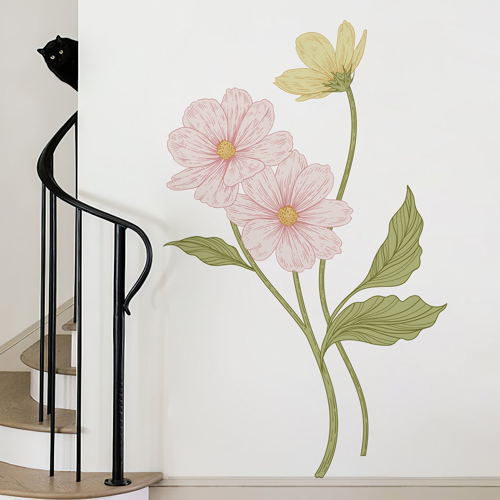 Pink Daisy Flowers Peel and Stick Wall Decal