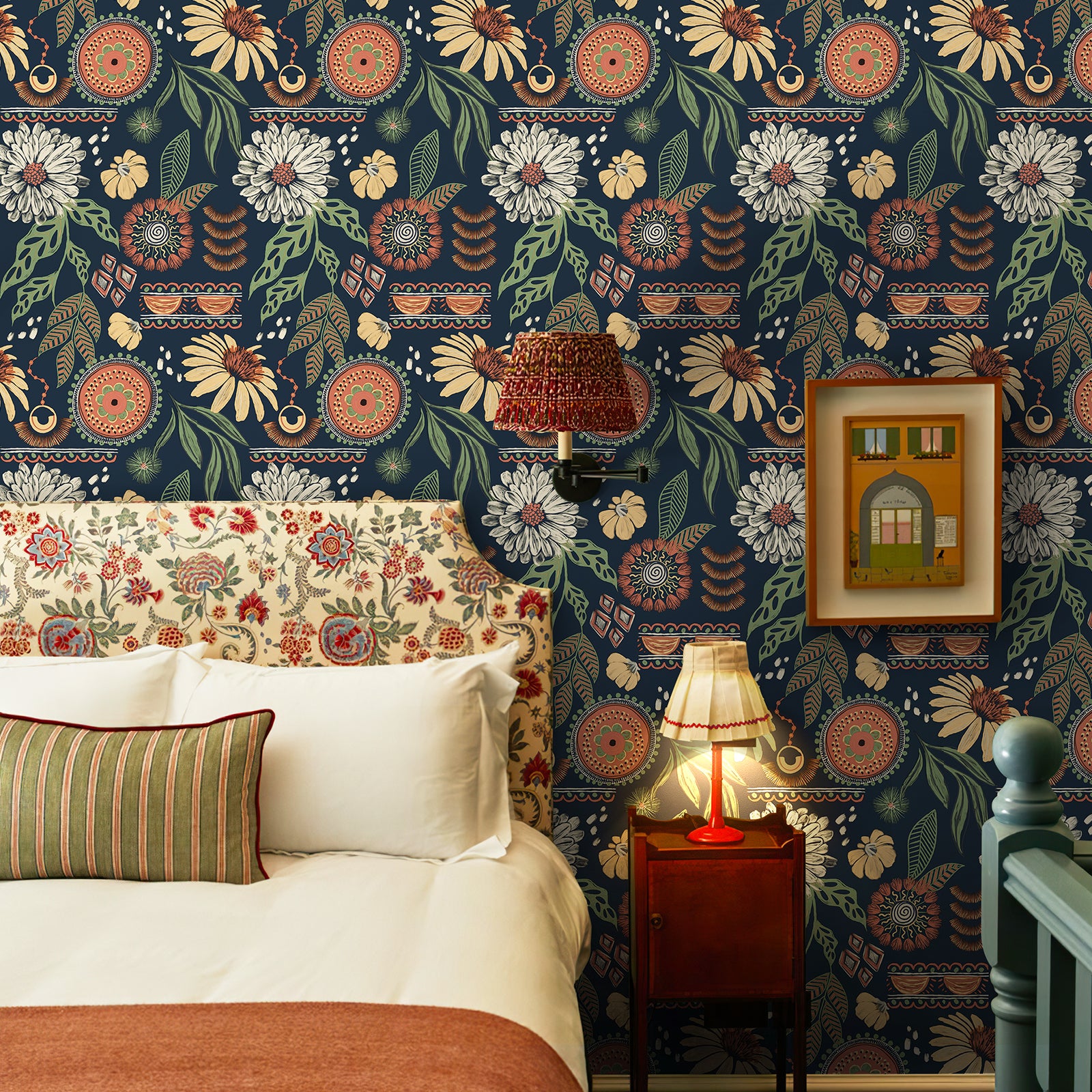 Boho Sun Floral Wallpaper