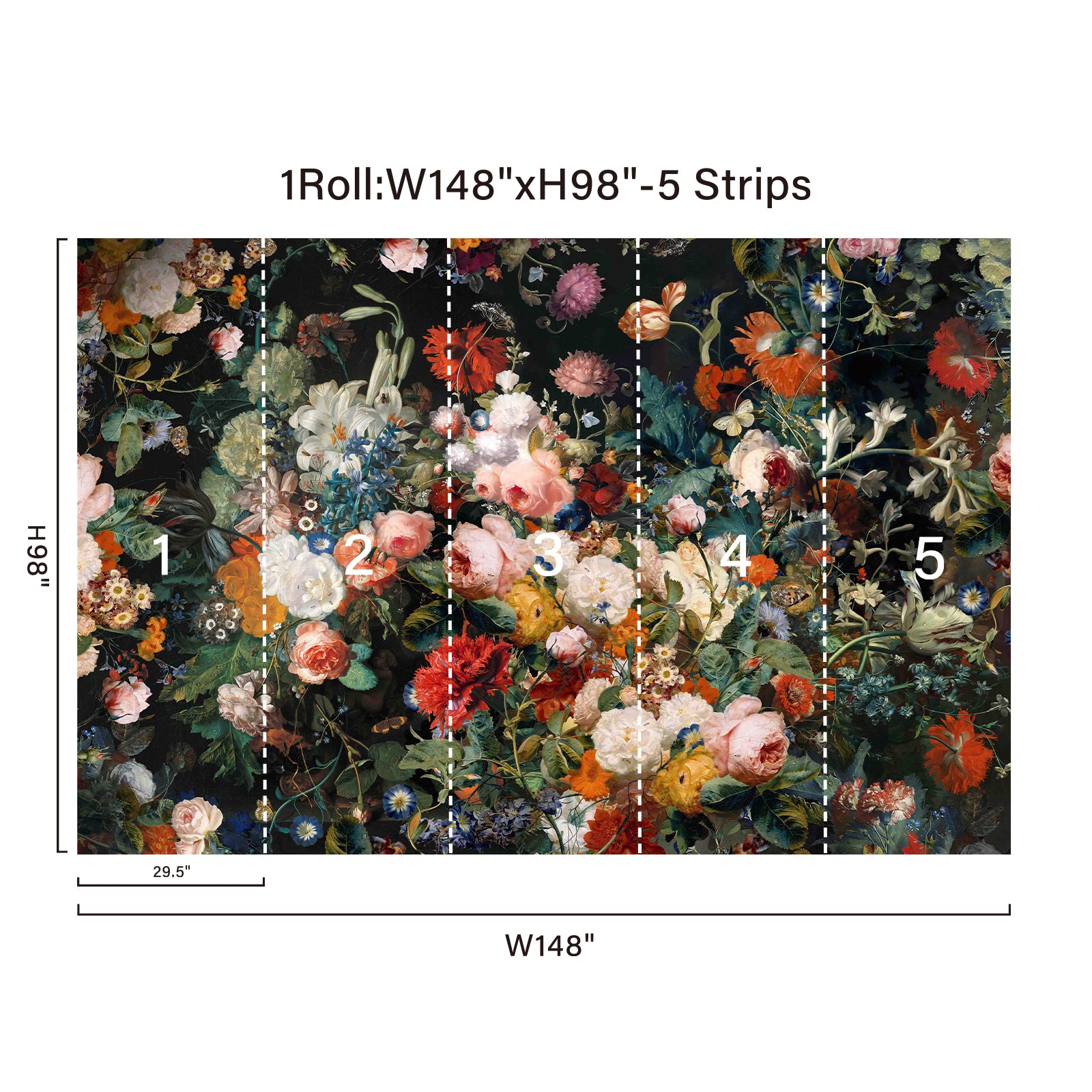 Clolorful Flowers Peel and Stick Wall Mural