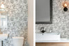 Green Floral Linear Wallpaper