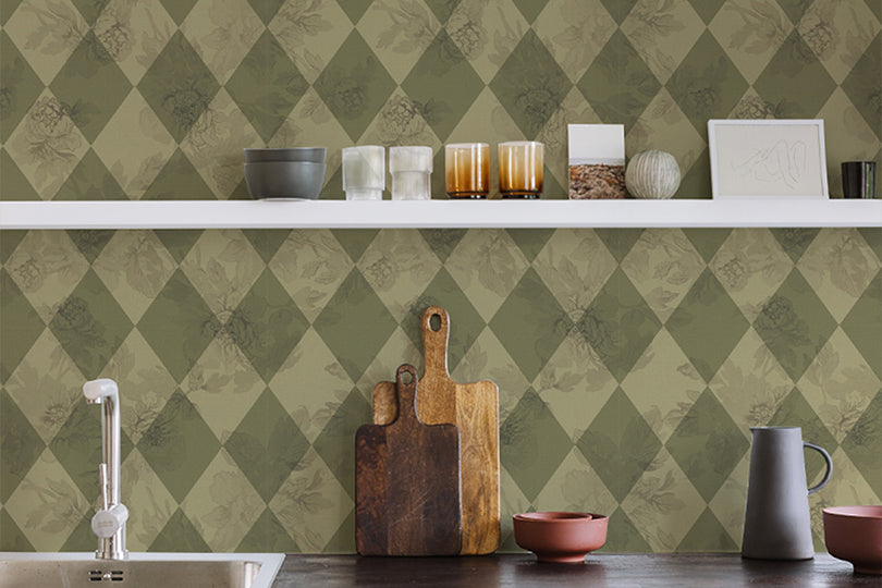 Green Retro Plaid Wallpaper