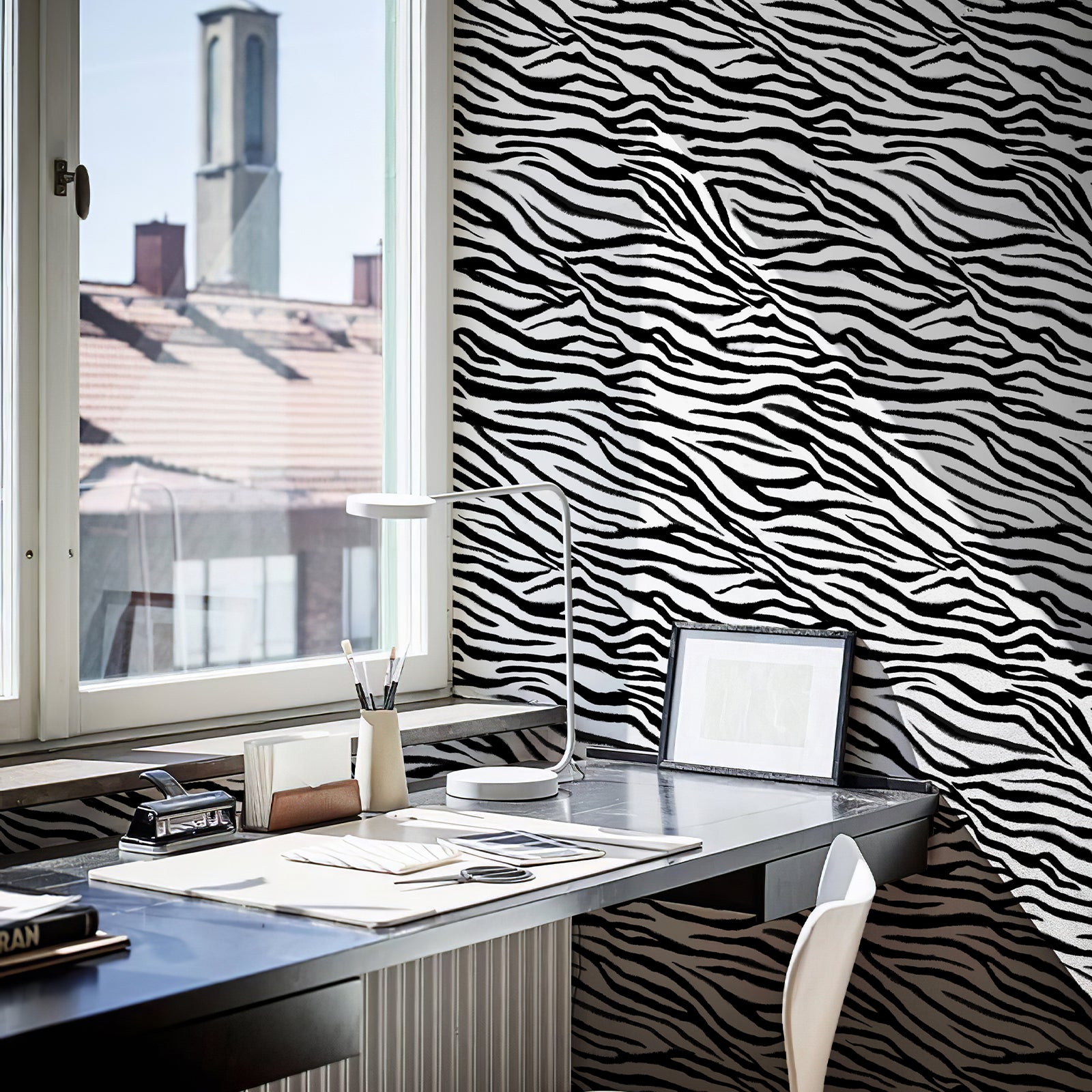 Zebra stripe self-adhesive wallpaper