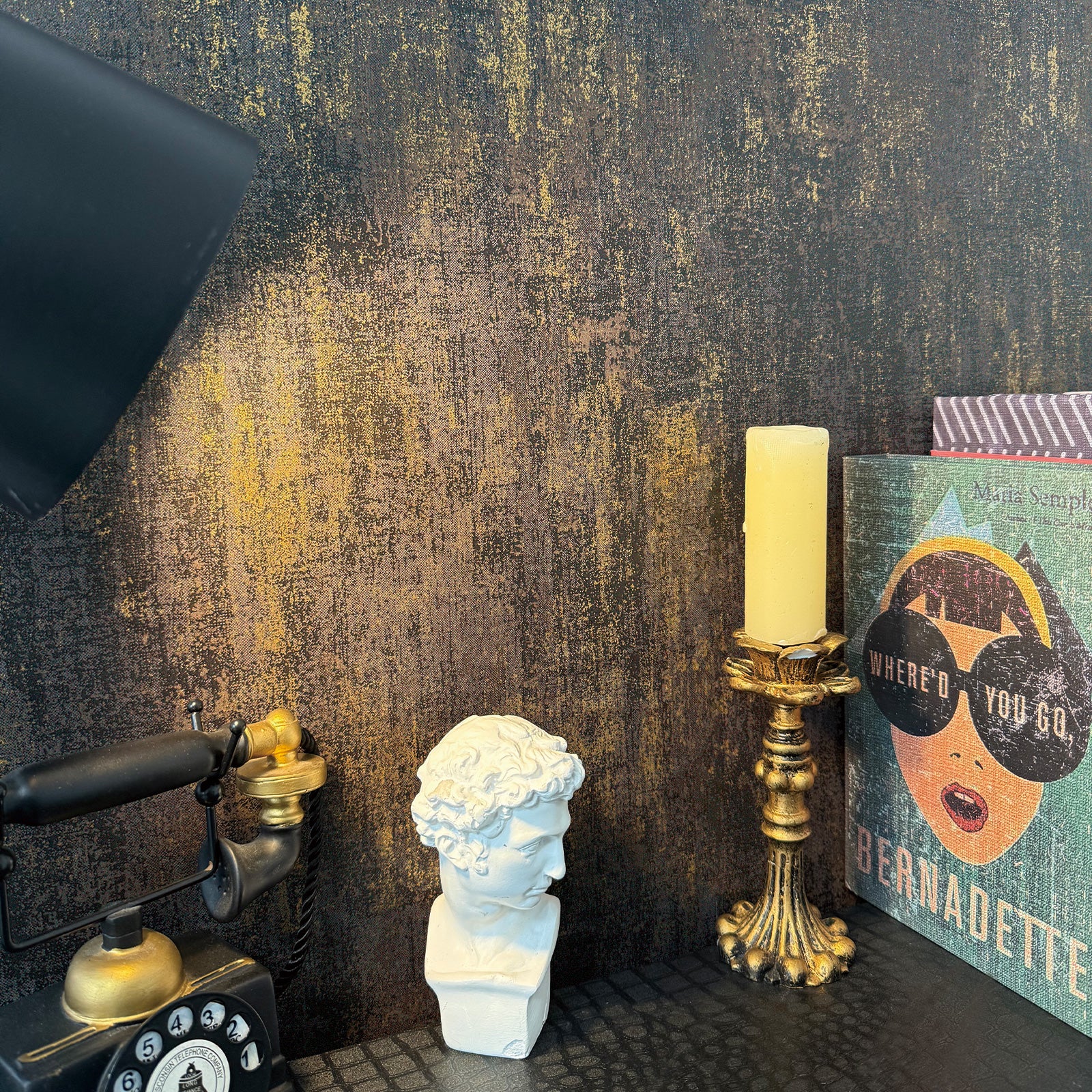 Distressed Metallic Wallpaper