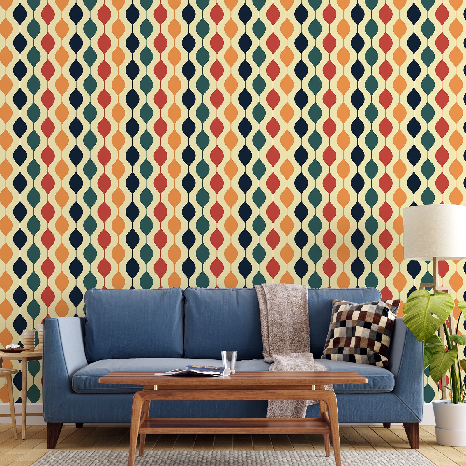 Retro Modern Geometric Peel and Stick Wallpaper