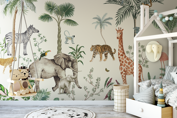 Playful Jungle Safari Peel and Stick Wall Mural