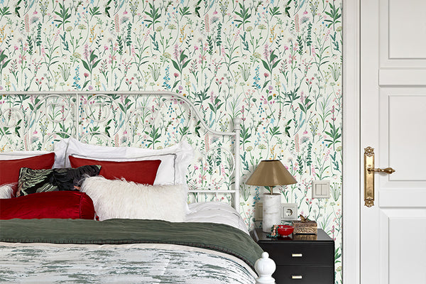 Green Cute Botanical Floral Wallpaper