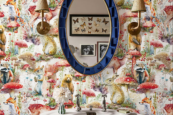 Forest Animal Mushroom Self Adhesive Wallpaper