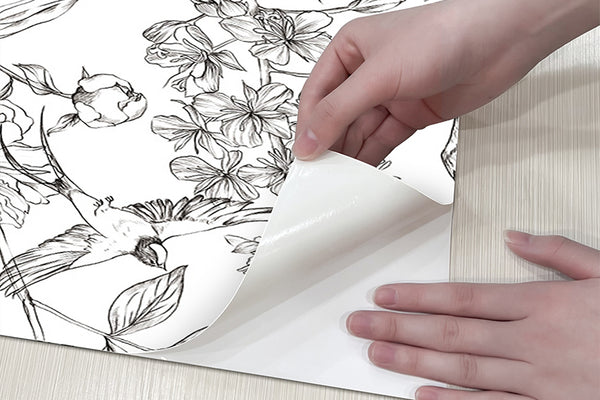 Sketched Peony Floral Wallpaper