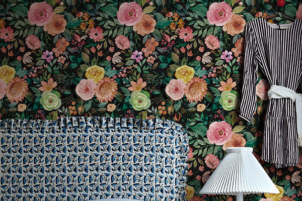 Multicolor Peony Nursery Wallpaper
