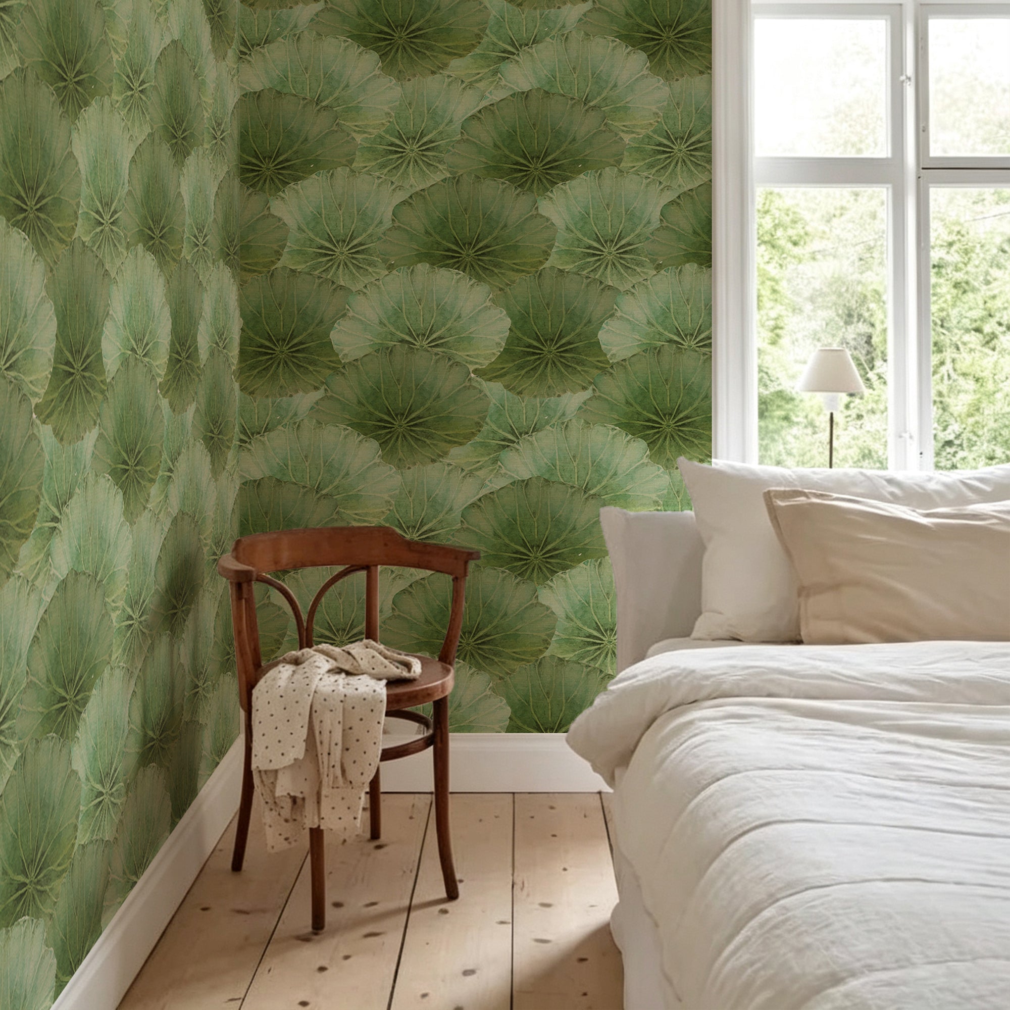 Lotus flowers in the clear water Pattern Peel and Stick Wallpaper