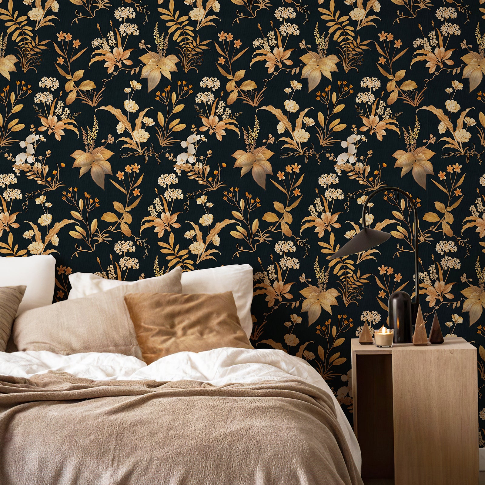 Beige Floral Contact Paper | Wildflower Botanical Pattern Wallpaper