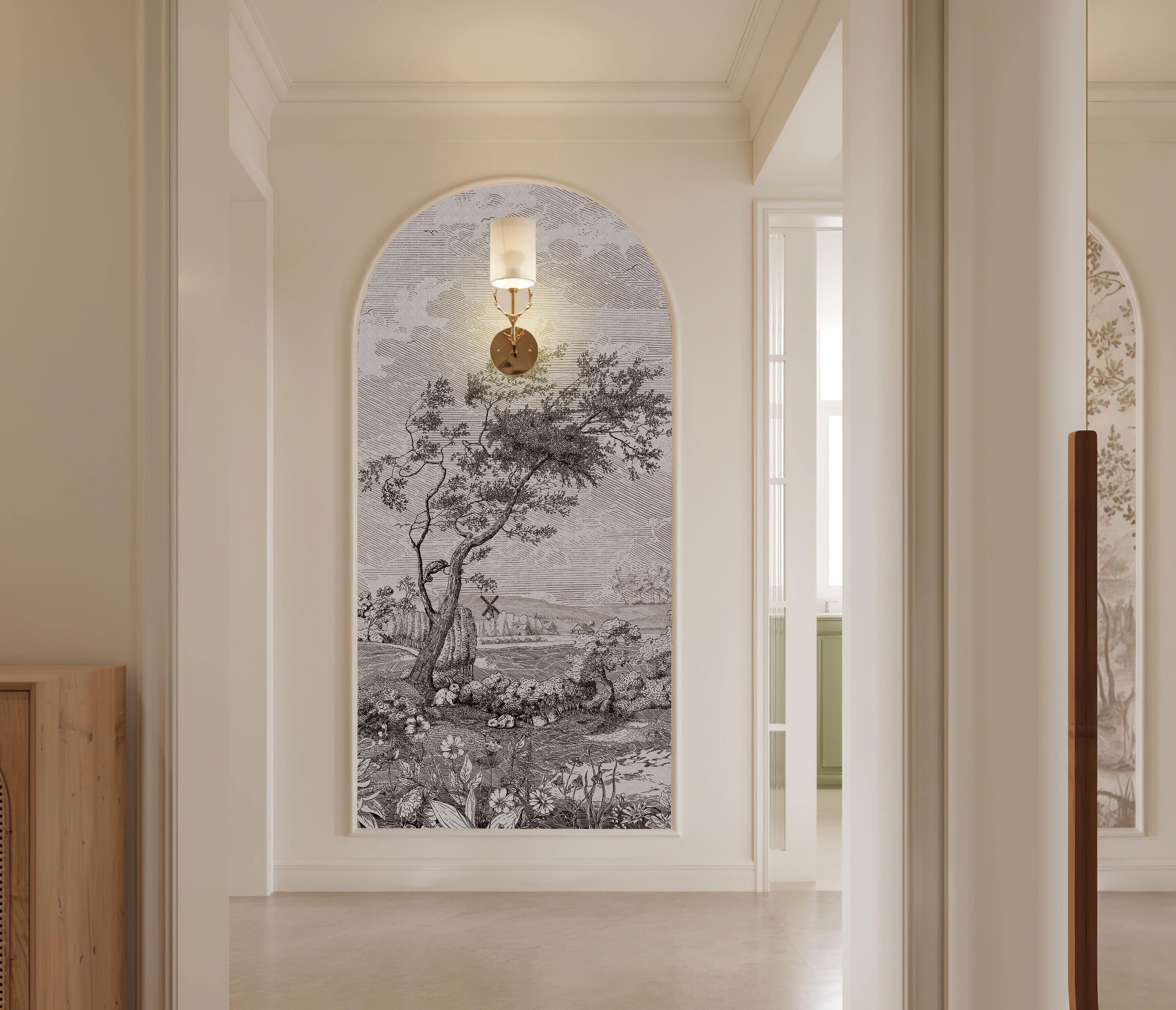 Arch Vintage Pastoral Landscape Peel and Stick Wall Decal