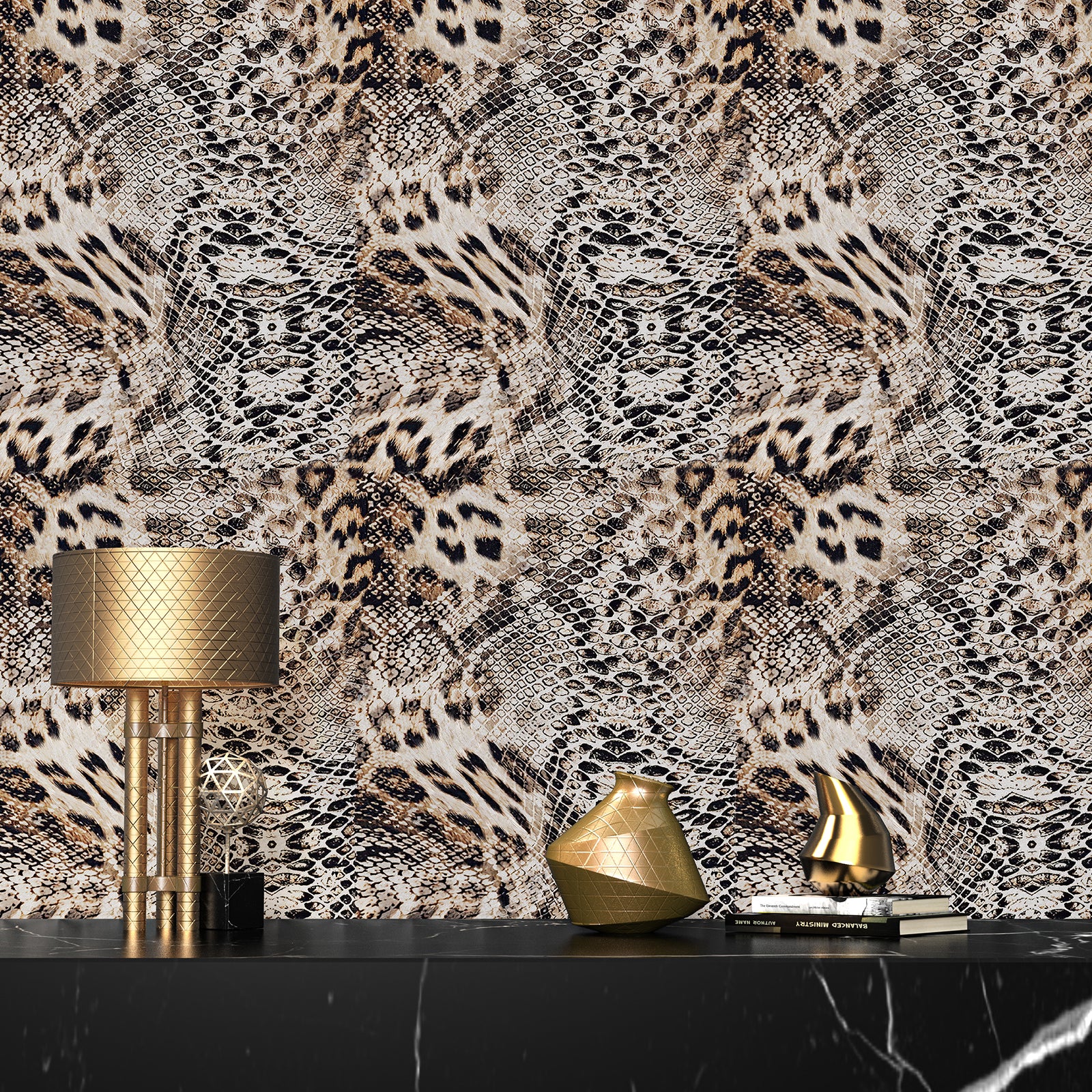 Leopard Snake Print Vintage Peel and Stick Wallpaper