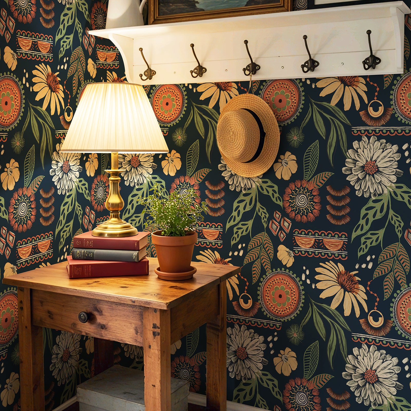 Boho Sun Floral Wallpaper