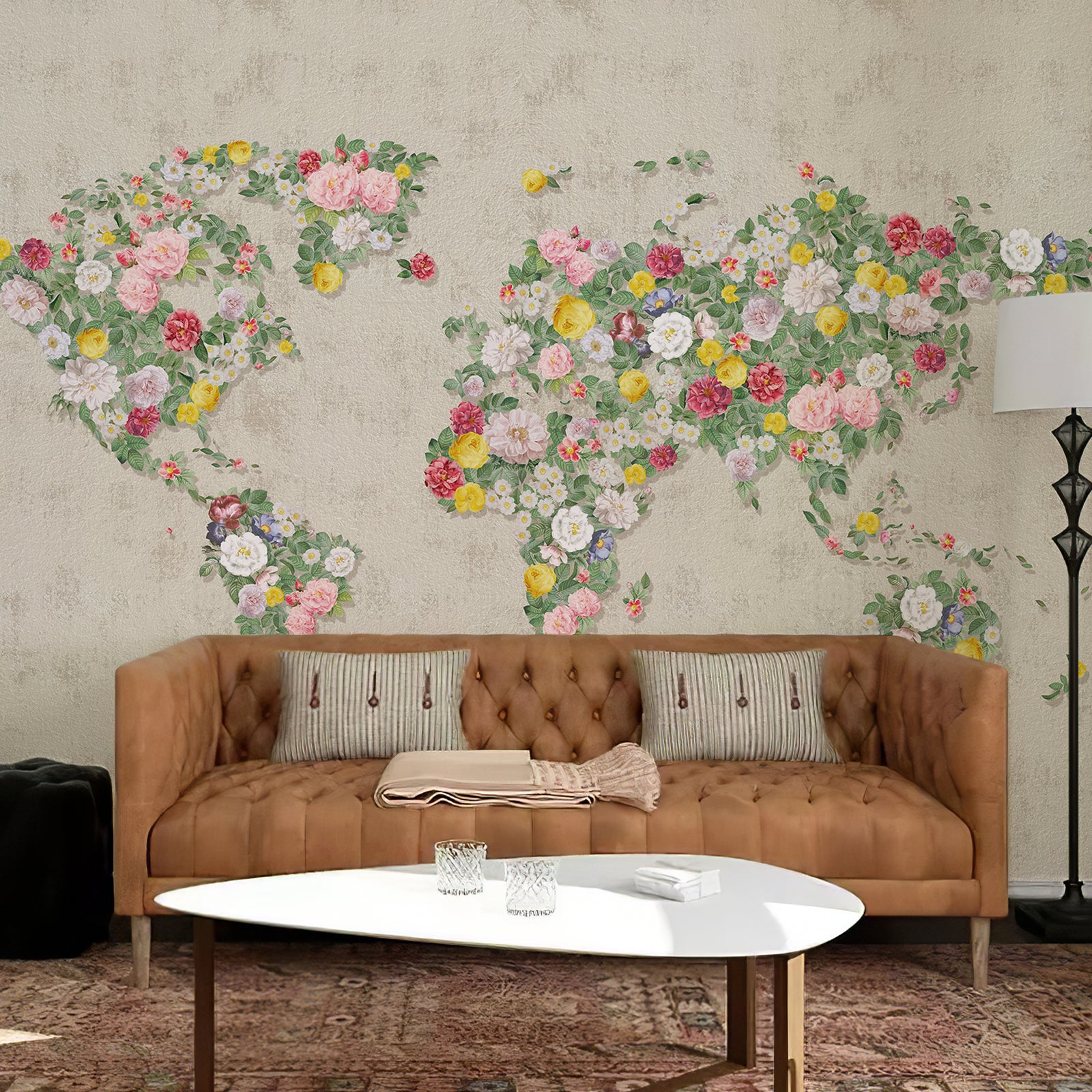 Flower Map Peel and Stick Wall Mural