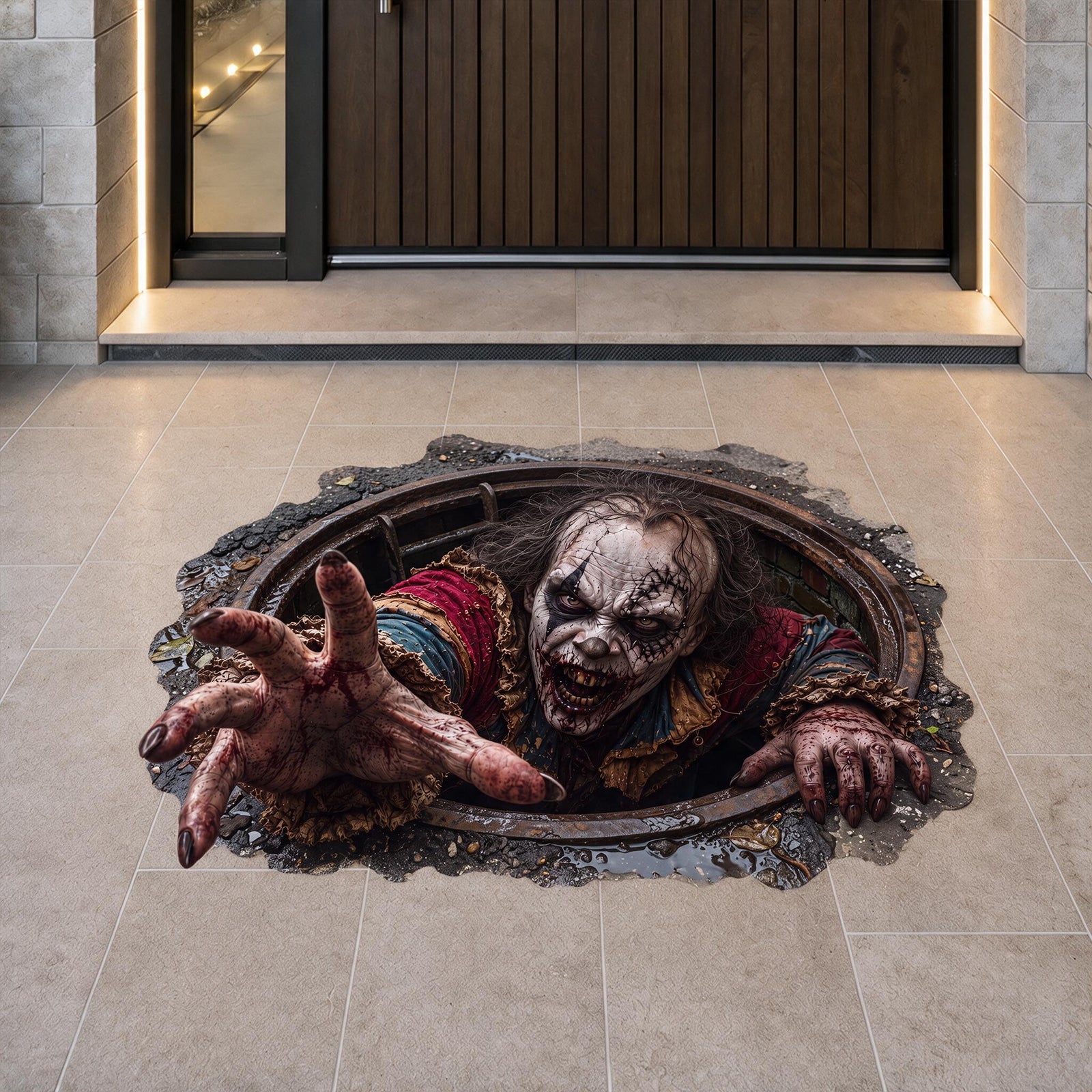 Halloween decorations Sewer Clown Peel and Stick Floor Decal