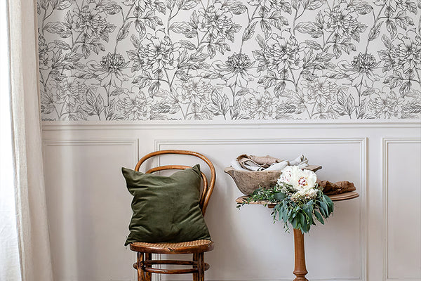 Black and White Floral Wallpaper