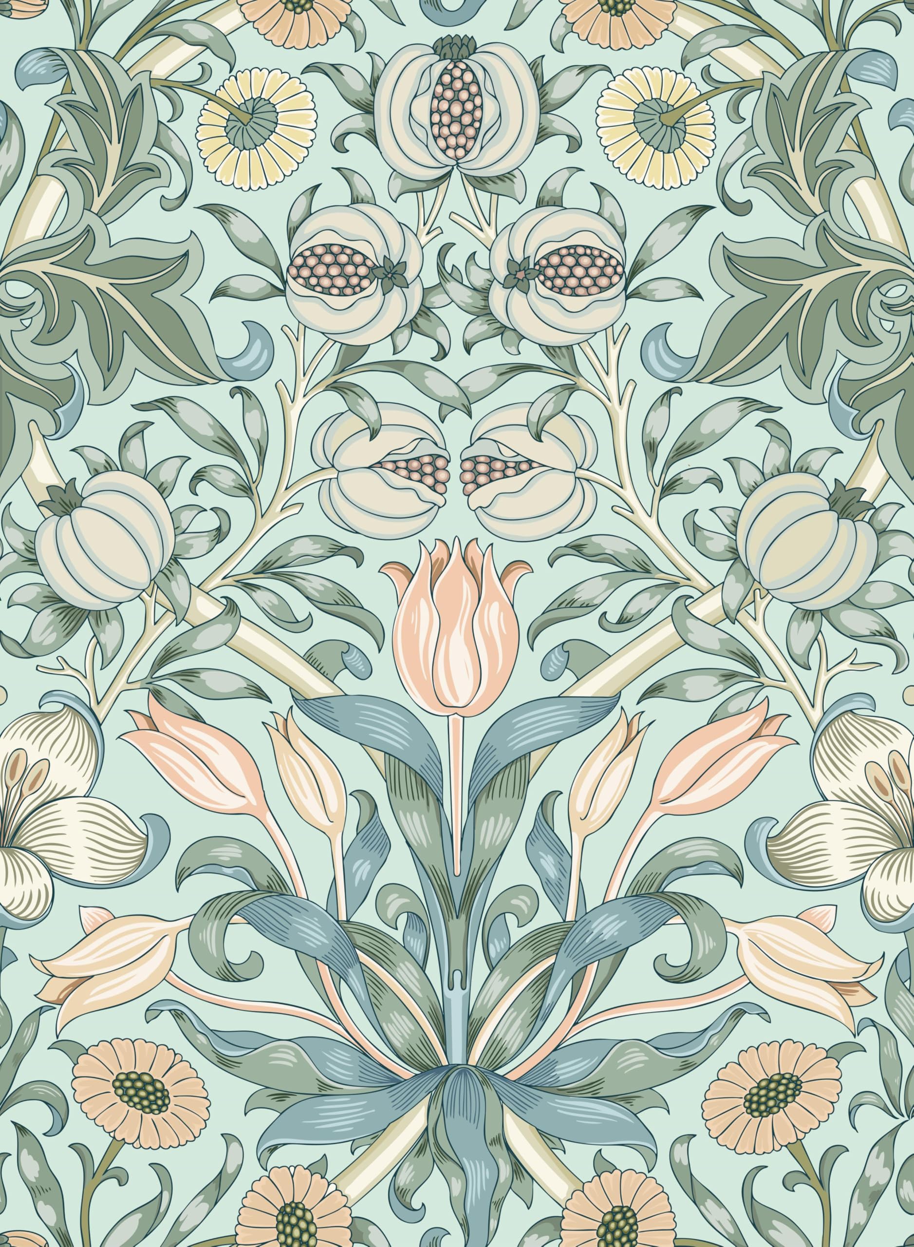 Vintage Pomegranate Flower Peel and Stick Wallpaper