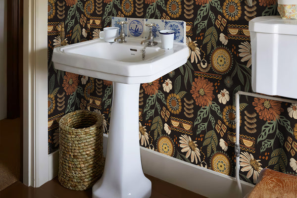 Boho Sun Floral Wallpaper