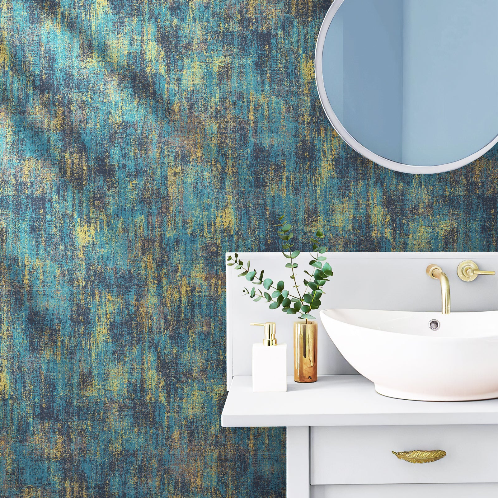 Distressed Metallic Wallpaper