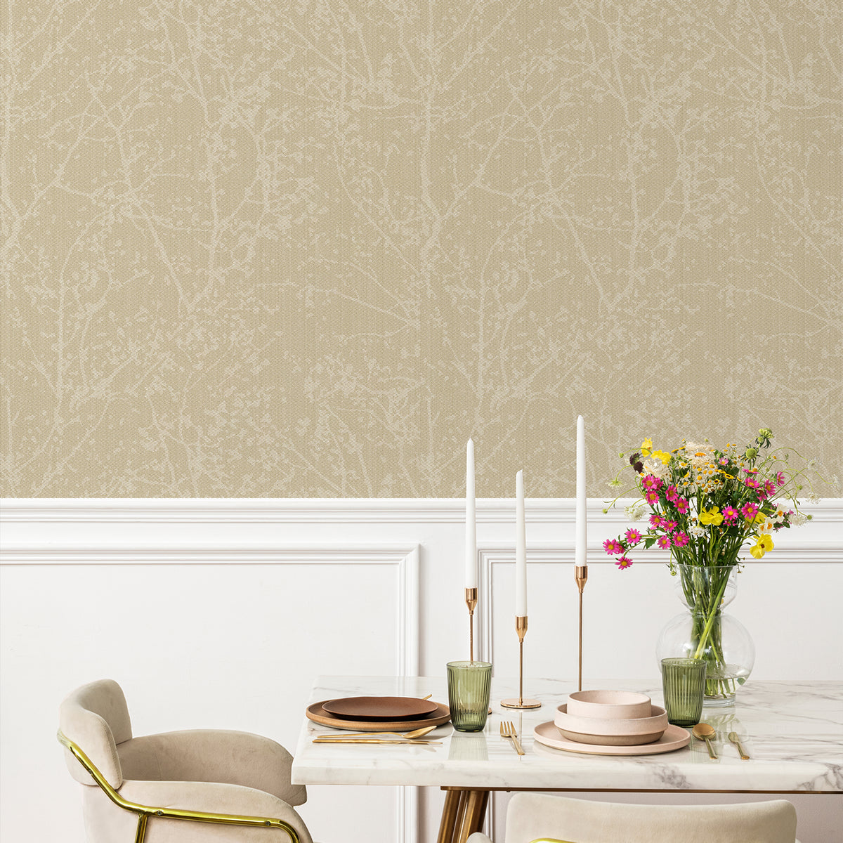 Minimal Misty Branch Peel and Stick Wallpaper