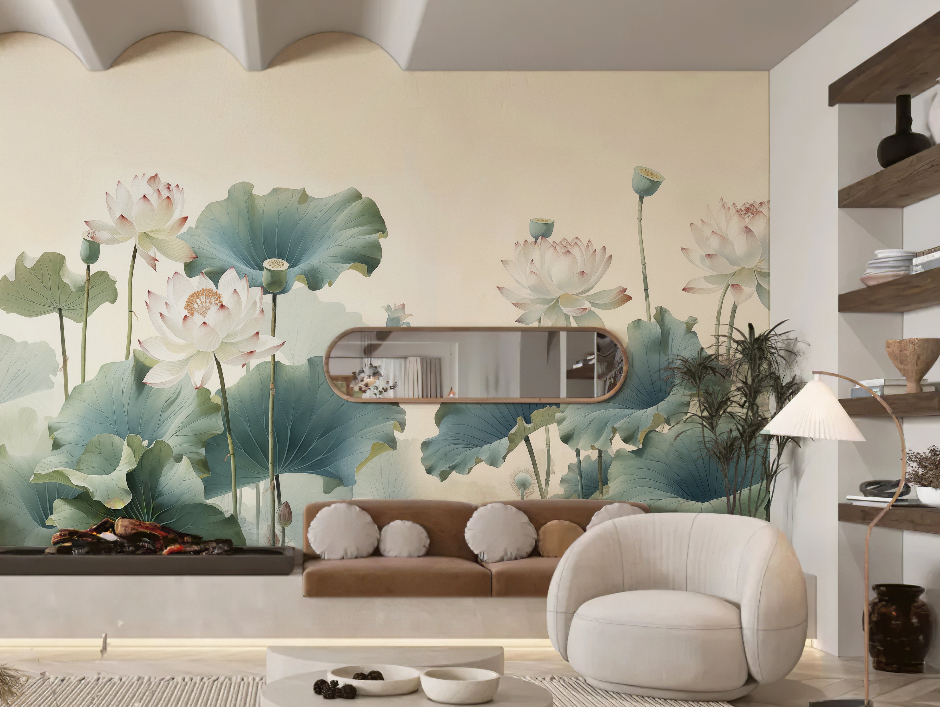 Lotus Pond Peel and Stick Wall Mural