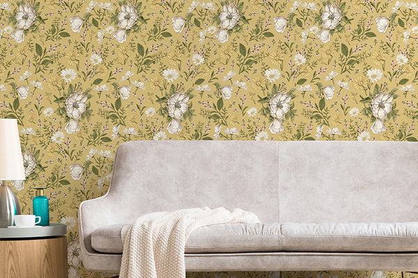 Vintage Chamomile Wildflowers Wallpaper