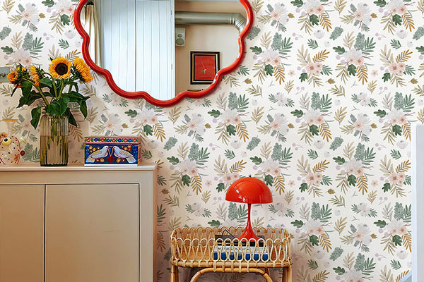 Honey Wheat Watercolor Leaf Wallpaper