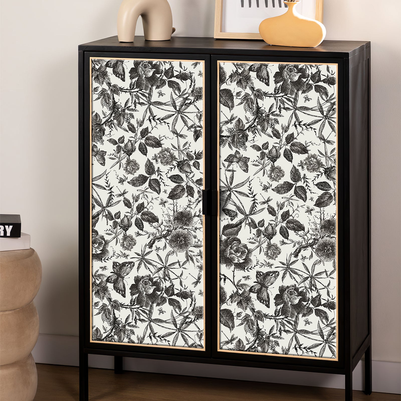 Black Rose Butterfly Peel and Stick Wallpaper