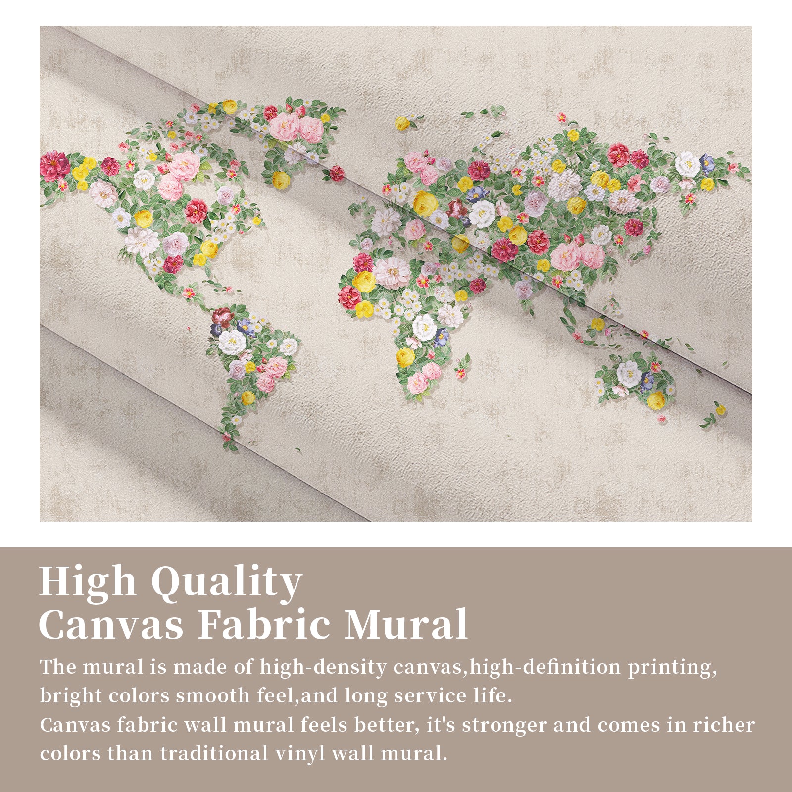 Flower Map Peel and Stick Wall Mural