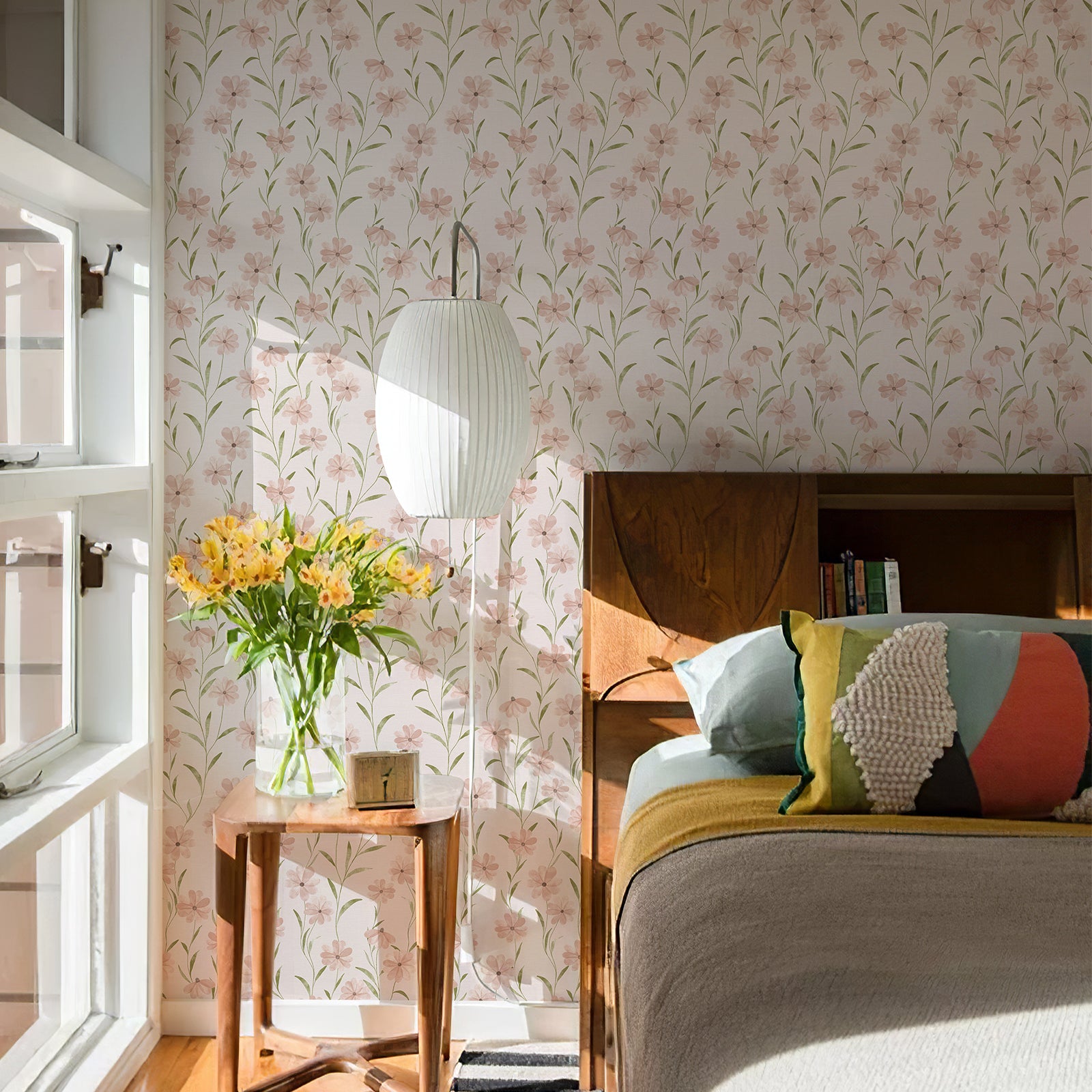 Soft Pink Cute Floral Peel and Stick Waterproof Wallpaper