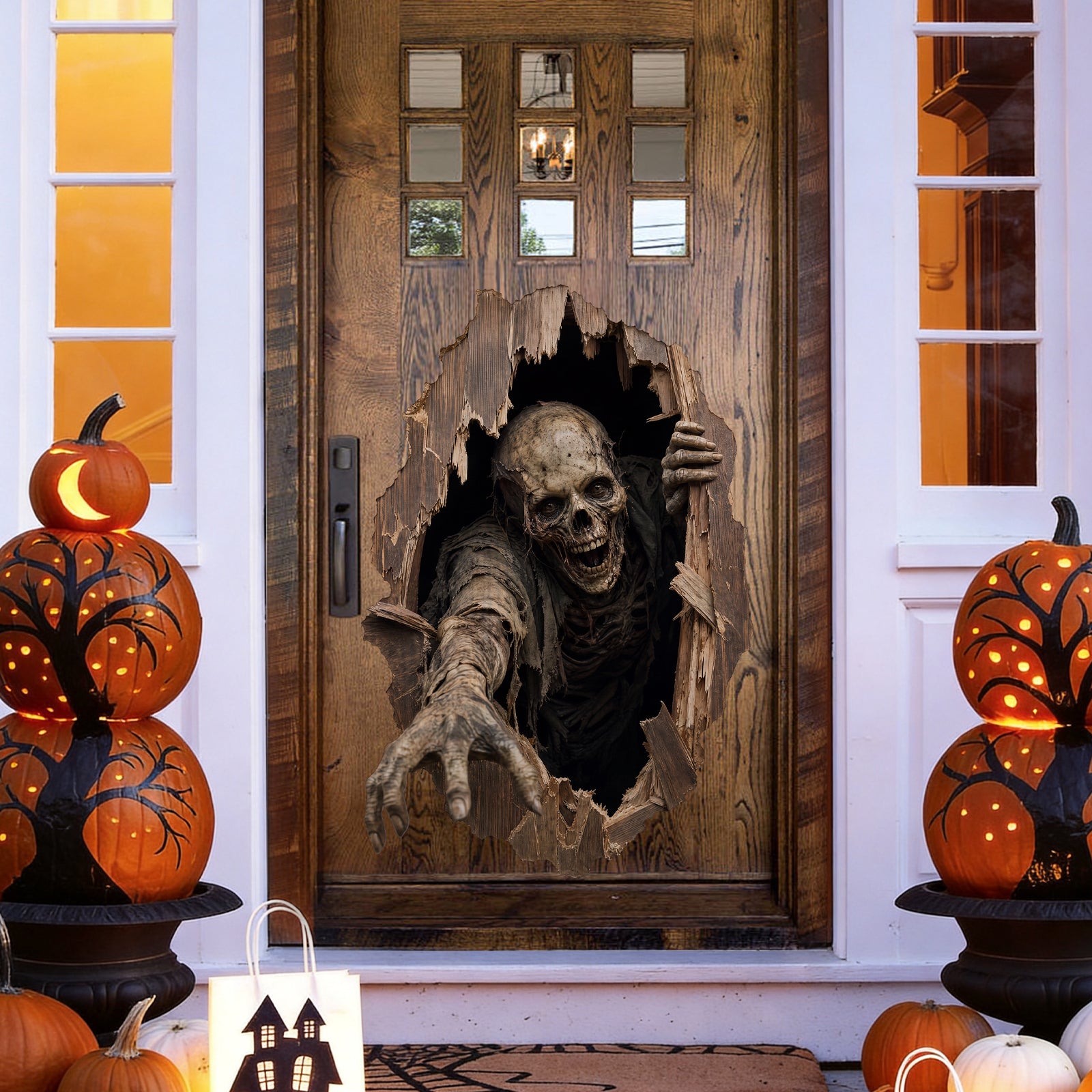 Décorations d'Halloween Décoration de porte autocollante Undead Reach