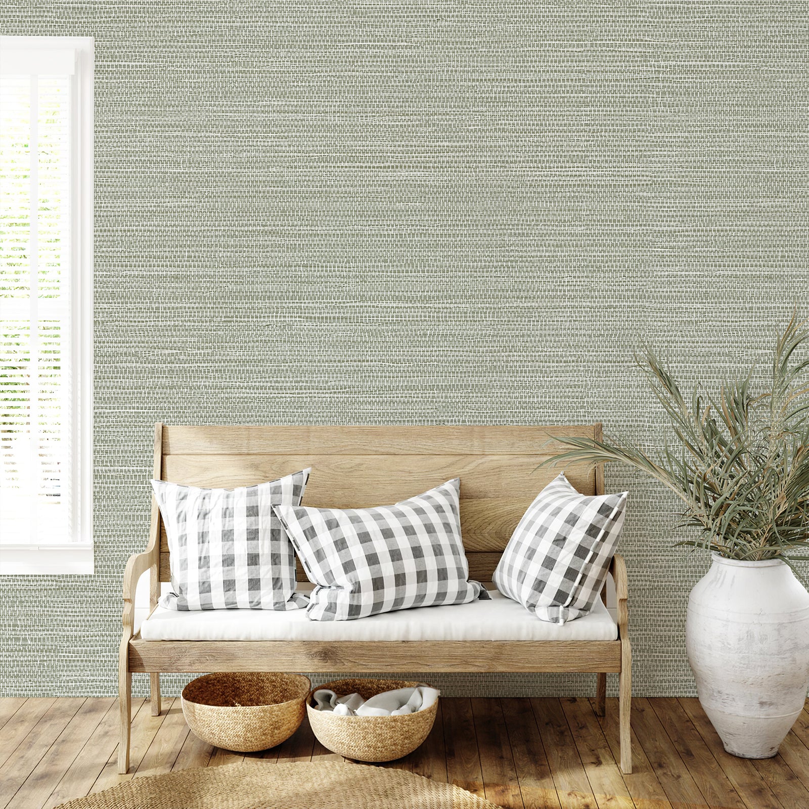 Grasscloth Woven Removable Peel and Stick Wallpaper