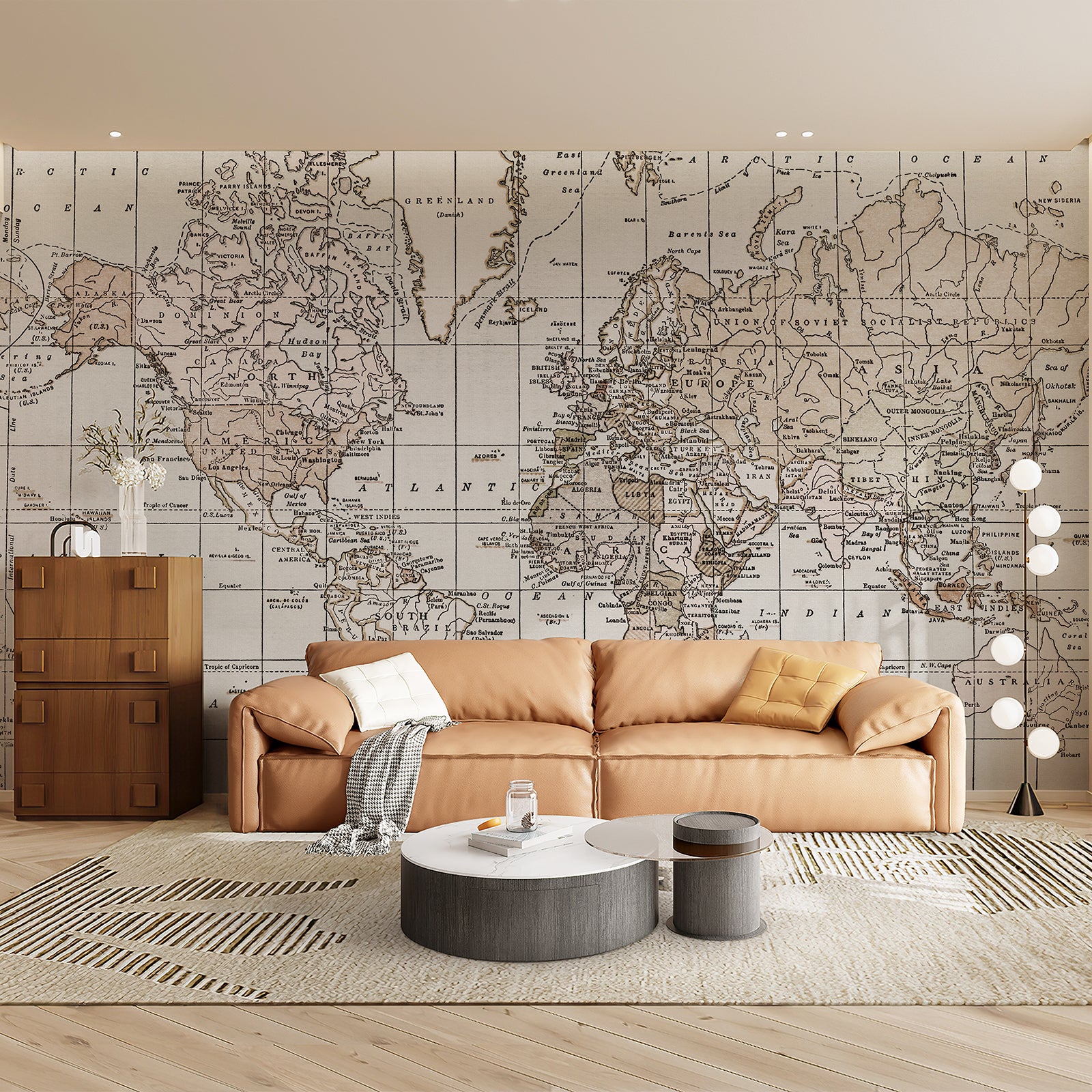 Map Vintage Peel and Stick Wall Mural