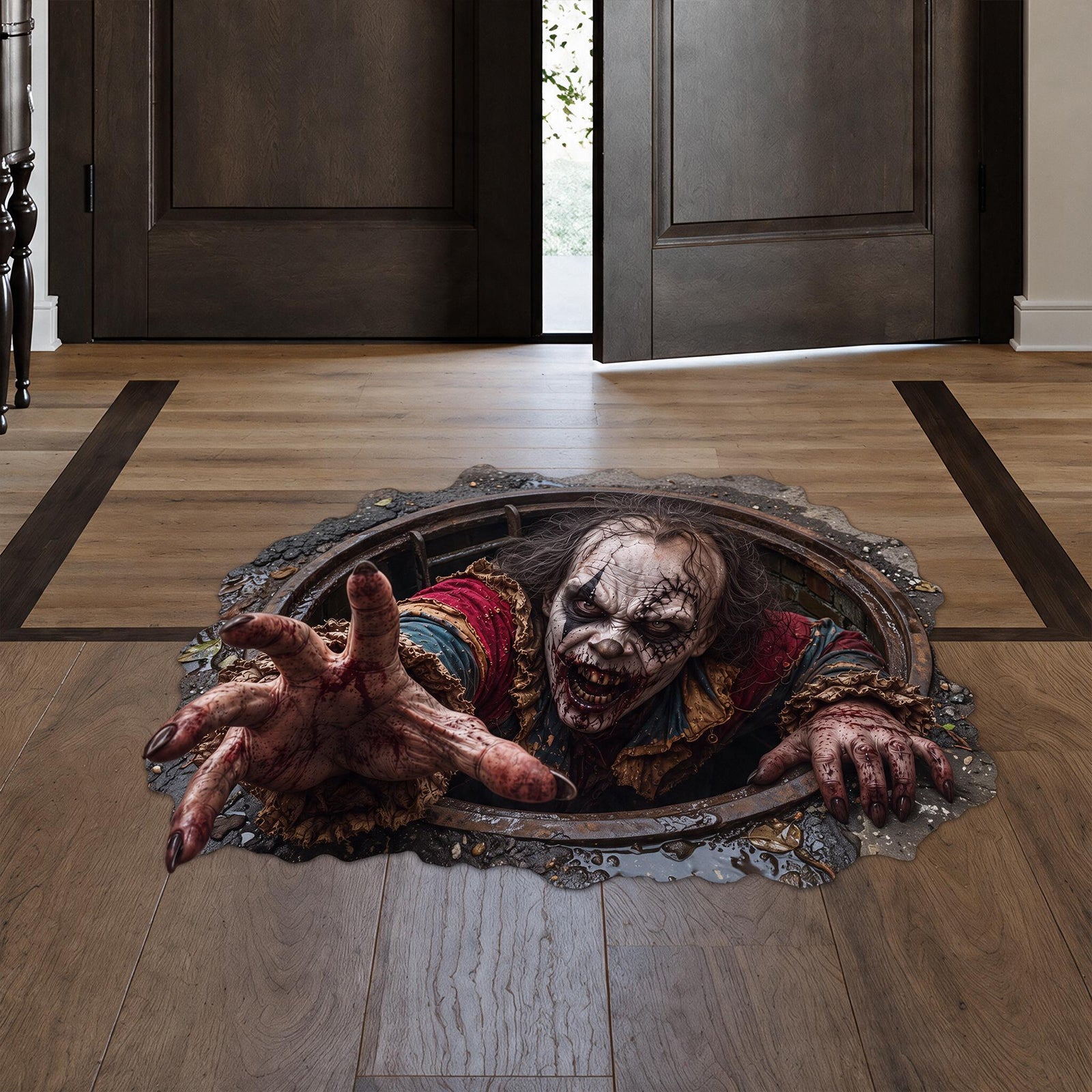 Halloween decorations Sewer Clown Peel and Stick Floor Decal
