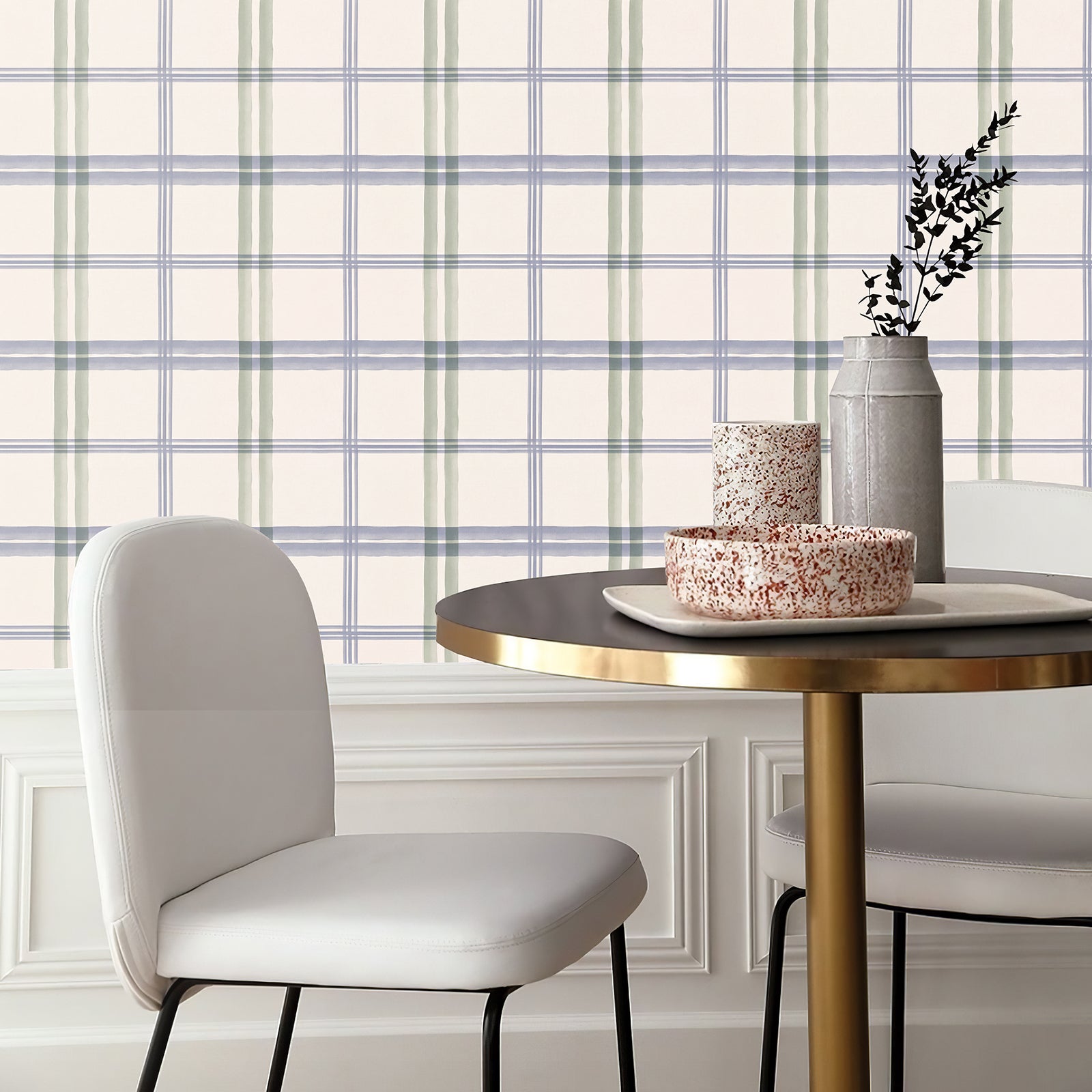 Green Blue Plaid Light Window Grid Peel and Stick Wallpaper