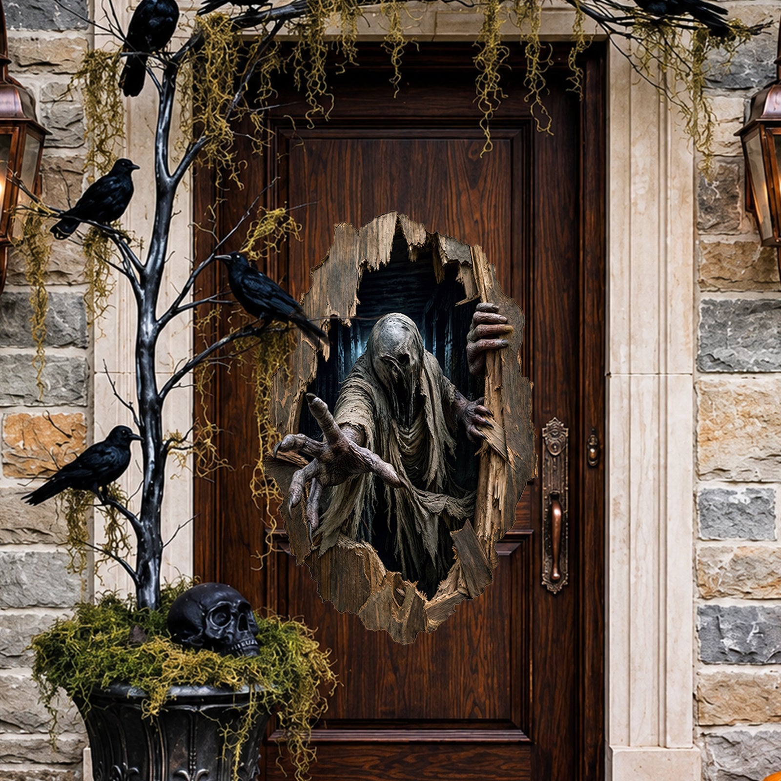 Halloween decorations Phantom Intruder Peel and Stick Door Decal