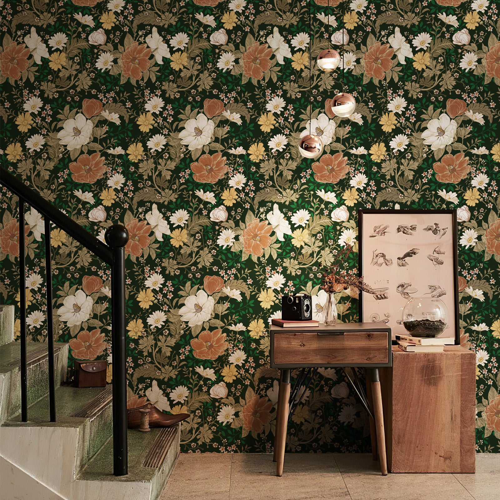 Vintage Farmhouse Botanical Wallpaper