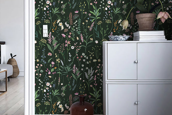 Green Cute Botanical Floral Wallpaper