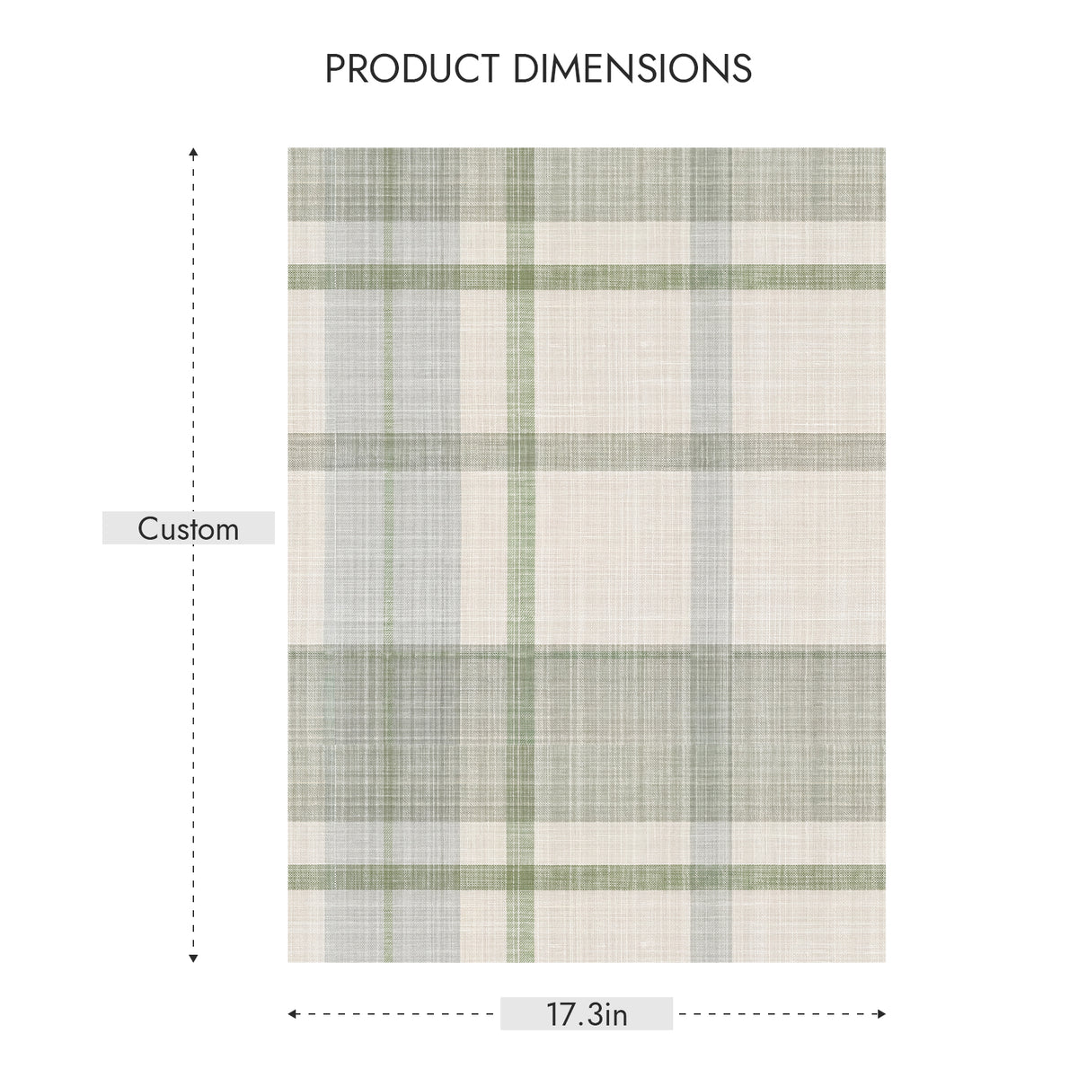 Sage Cream Woven Plaid Cottage Peel and Stick Wallpaper