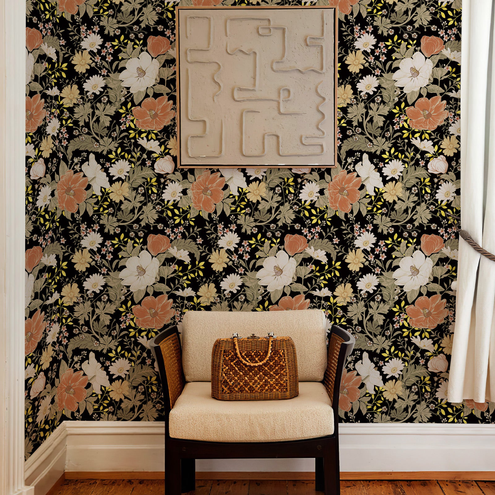 Vintage Farmhouse Botanical Wallpaper