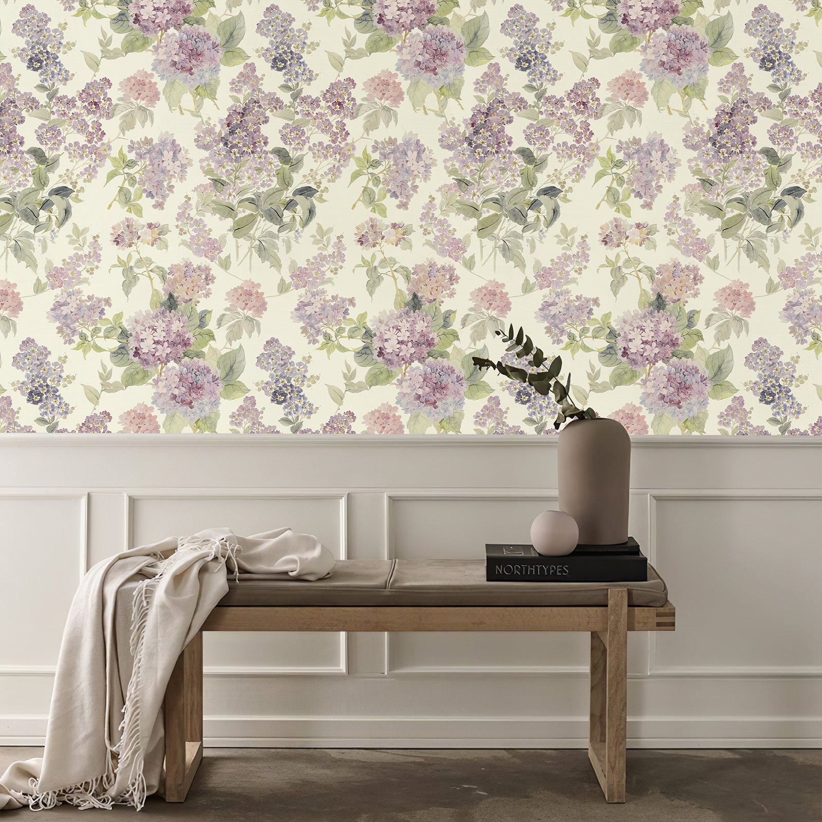 Purple Lilac Floral Vintage Peel and Stick Wallpaper
