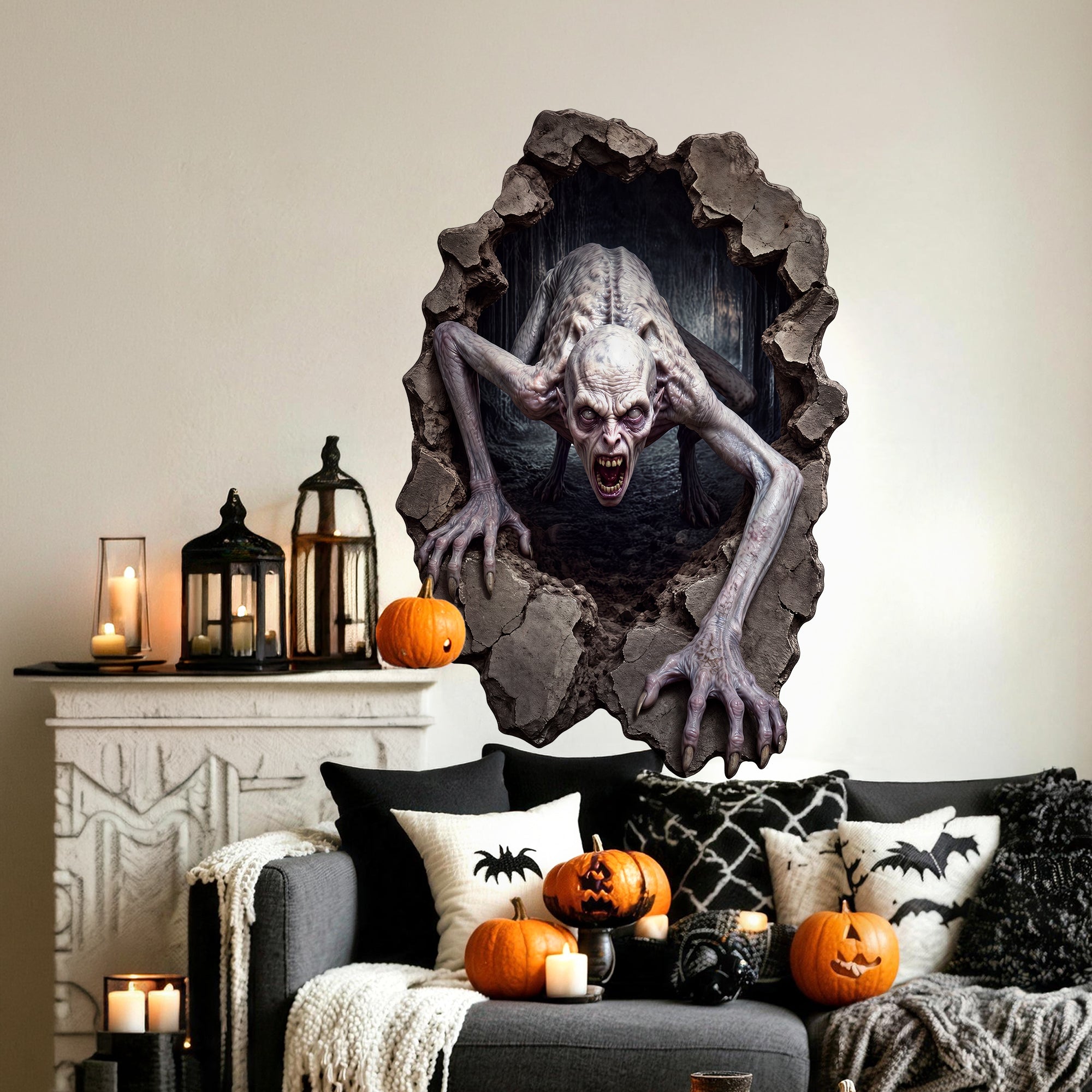 Décorations d'Halloween - Décalcomanie murale Soul Crawler autocollante et repositionnable