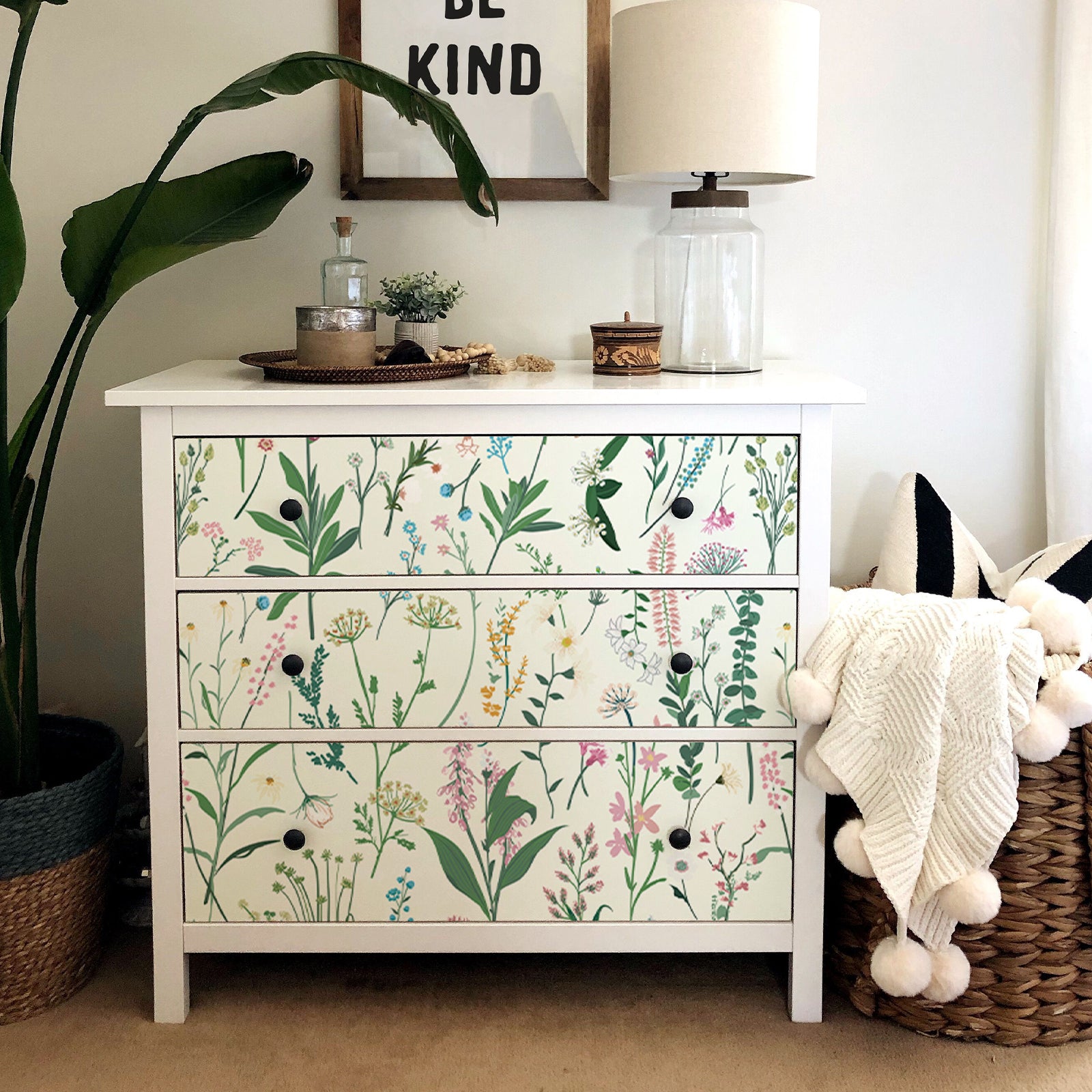 Green Meadow Botanical Floral Peel and Stick Wallpaper