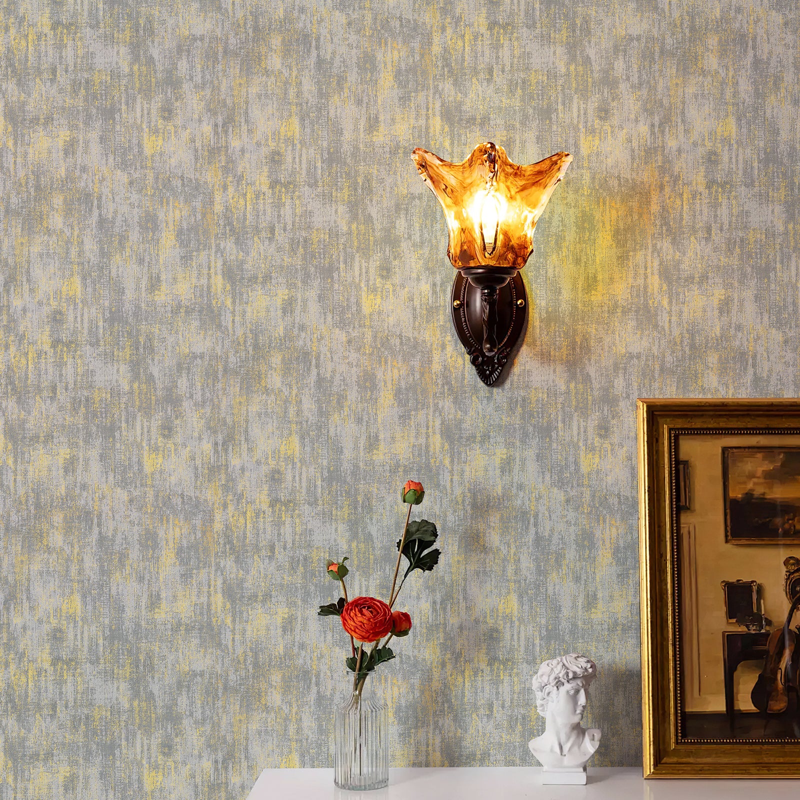 Distressed Metallic Wallpaper