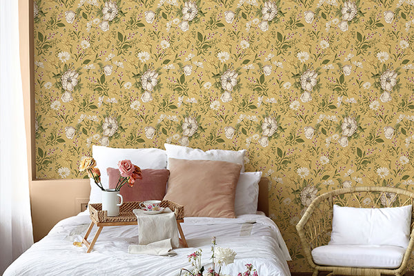 Vintage Chamomile Wildflowers Wallpaper
